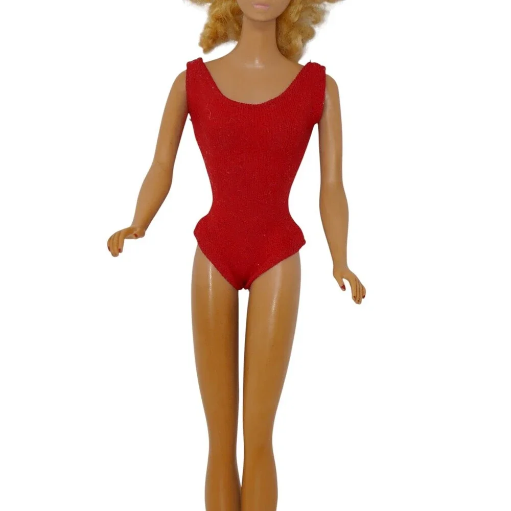 Mattel 1962 Ash Blonde Ponytail Barbie #6 with Red Bathing Suit